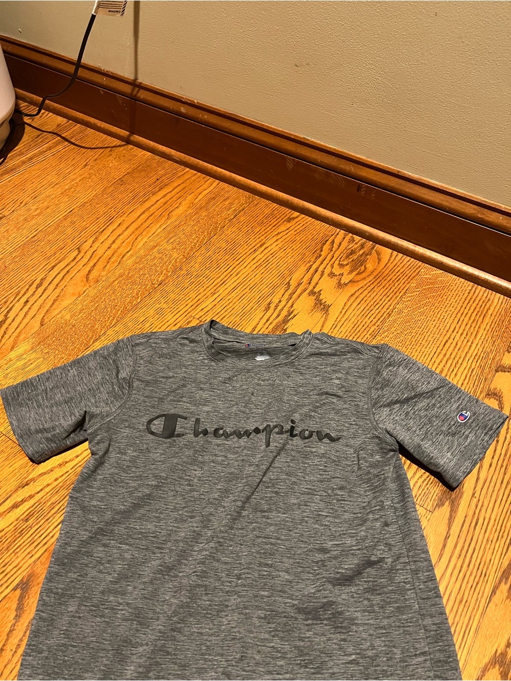 Champion Gray Heather Logo Short Sleeve Tee Small size 8 kids